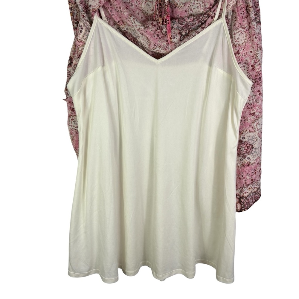 TORRID Gauze Tunic Skater Dress Size 2X 18/20 Medallion Pink 3/4 Blouson Sleeves - Picture 7 of 12